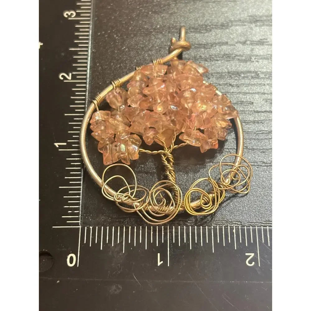 Genuine Rose Quartz Tree of Life Artisan Pendant